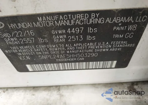 2017 Hyundai Sonata из США, поврежденный, VIN 5NPE24AF5HH503290